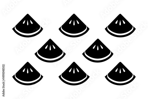 set of citrus wedges black silhouette vector illustration