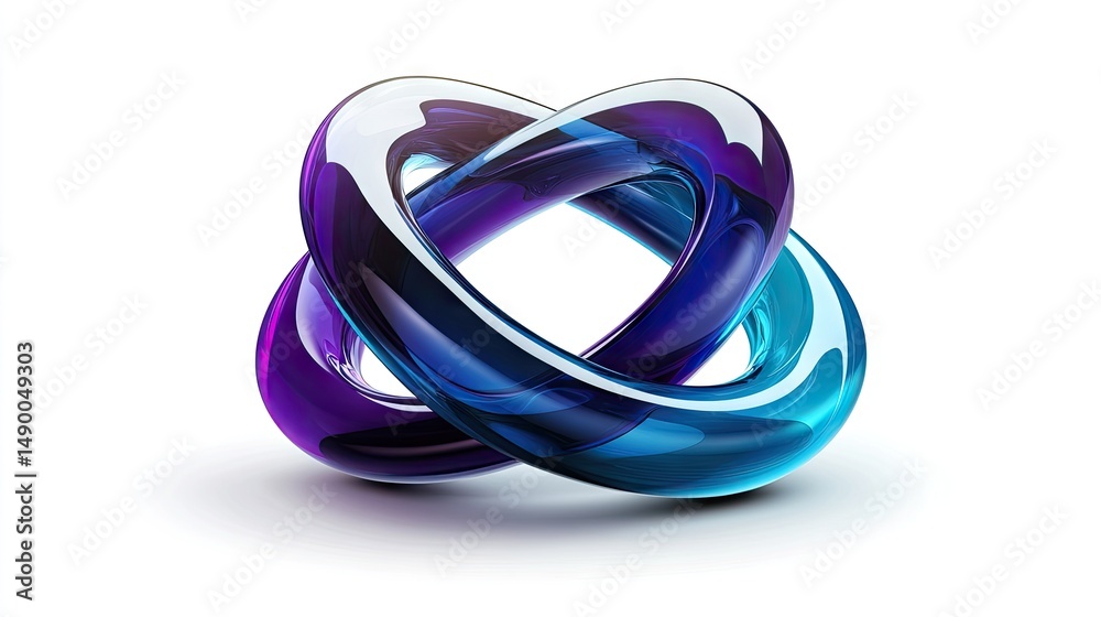 Intertwined, glossy, abstract, rings, with, vibrant, colors, on, a, white, background. Intertwined, glossy, abstract, rings, with, vibrant, colors, on, a, white, background.