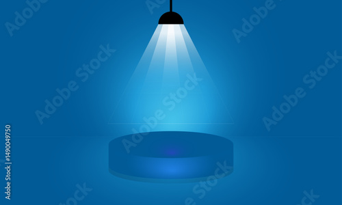 Blue Stage Platform Product Display pedestal product display Modern simple vector illustration 