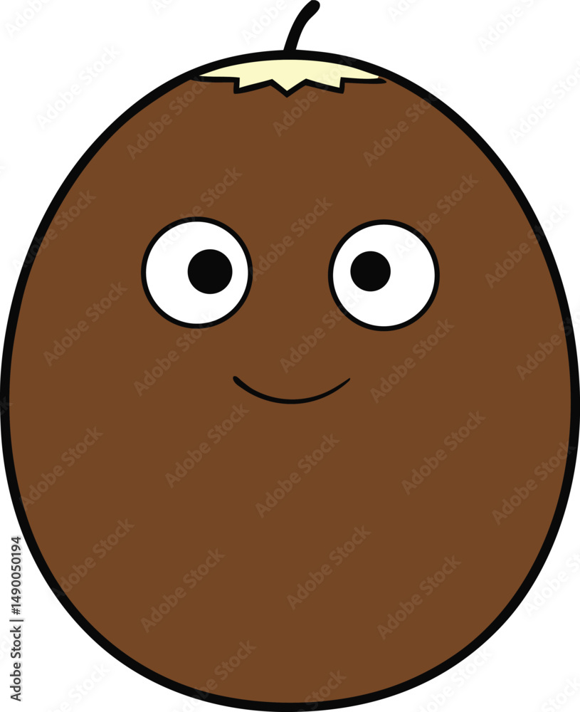 Fototapeta premium Brown Coconut on White Background Cartoon Vector Illustration