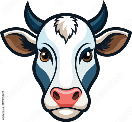 Cute Cow Face Cartoon Illustration Vector