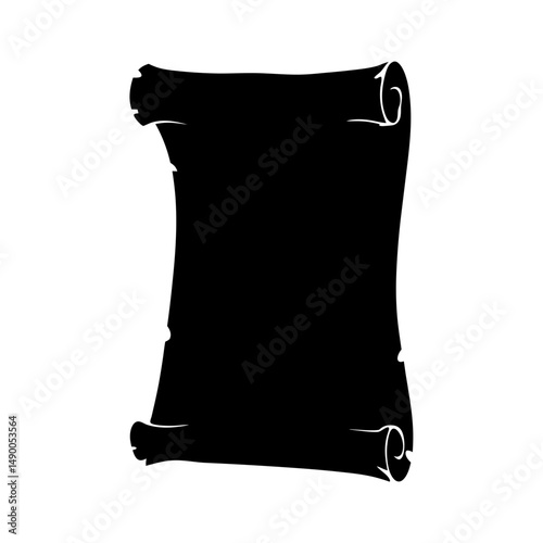 Ancient scroll for medieval writing black silhouette vector illustration