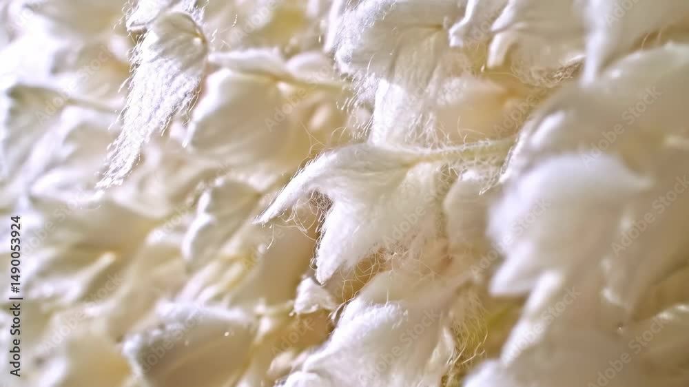 Macro abstract white fluffy material creates a soft, blurred, repeating pattern of delicate fibers with subtle light variations. Macro abstract white fluffy material creates a soft, blurred, repeating pattern of delicate fibers with subtle light variations.