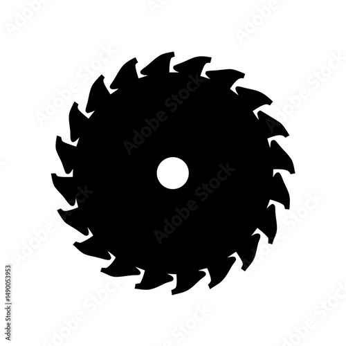 Circular saw blade black silhouette vector illustration