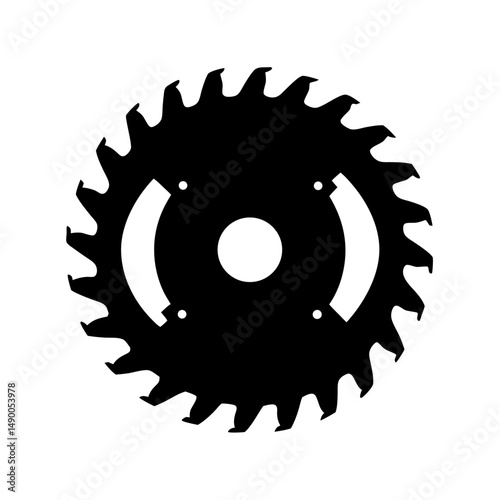 Circular saw blade black silhouette vector illustration