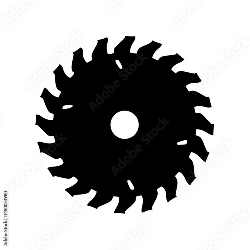 Circular saw blade black silhouette vector illustration
