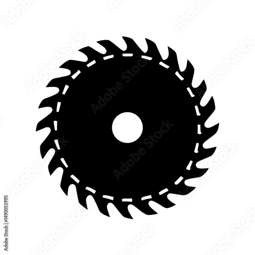 Circular saw blade black silhouette vector illustration