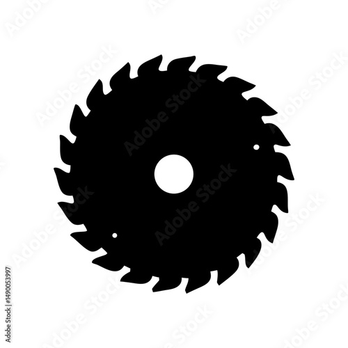 Circular saw blade black silhouette vector illustration