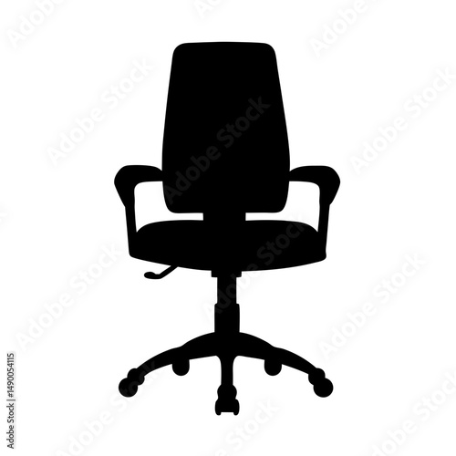 Ergonomic office chair black silhouette vector illustration
