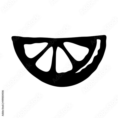 Juicy citrus wedges black silhouette vector illustration