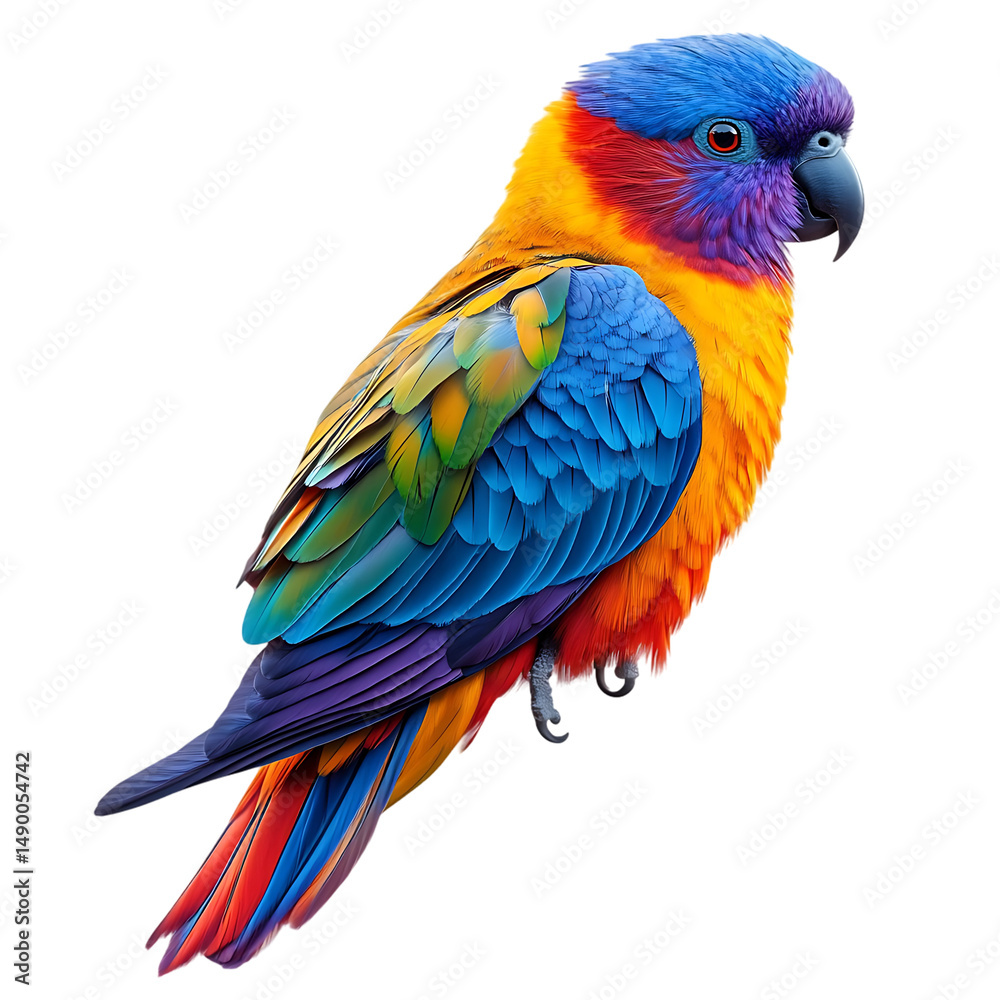 Fototapeta premium Isolated on white, tropical bird Wildlife conservation and biodiversity visuals Educational materials and nature documentaries Decorative wall art and tropical themed designs