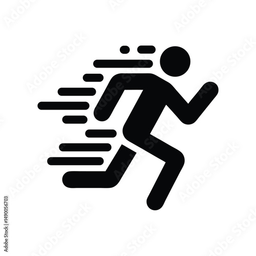 Fast Running Person Icon, Speed, Motion and Energy