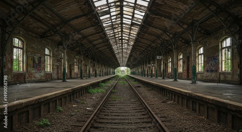 Abandoned train station platform