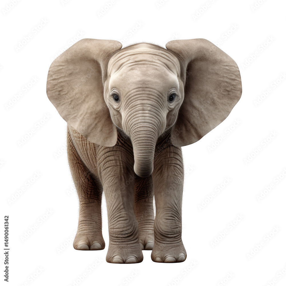 Fototapeta premium A baby elephant standing on black ground