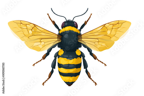 A Detailed Illustration of a Striking Bumble Bee Isolated on transparent background,  cutout photo