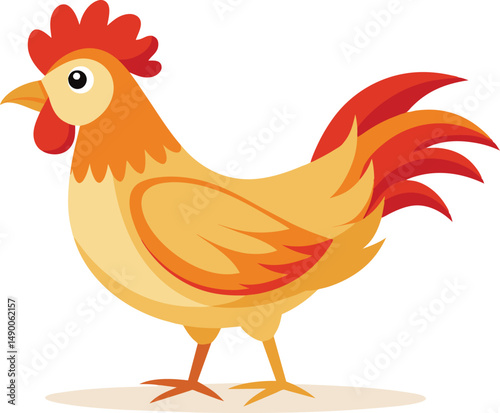 Cute Cartoon Rooster Farm Animal Illustration