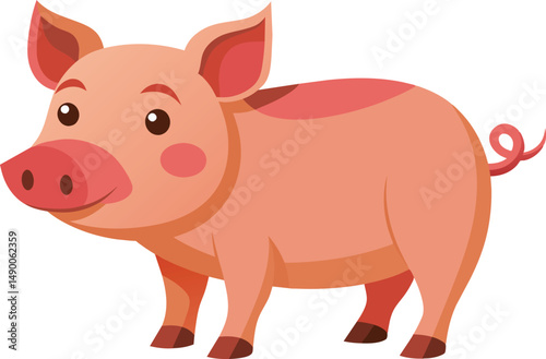 Cute Cartoon Pig Farm Animal Illustration