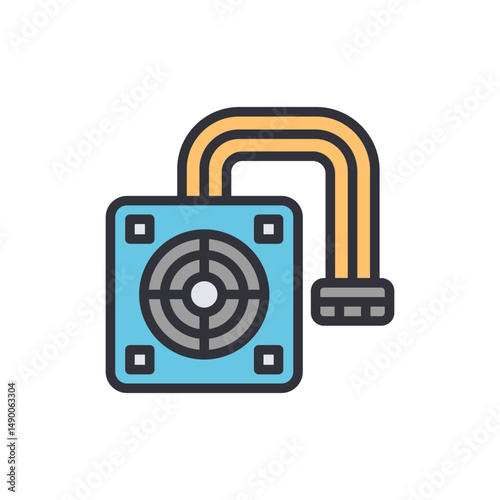 Stylized Computer Power Supply With Fan On A Transparent Backdrop