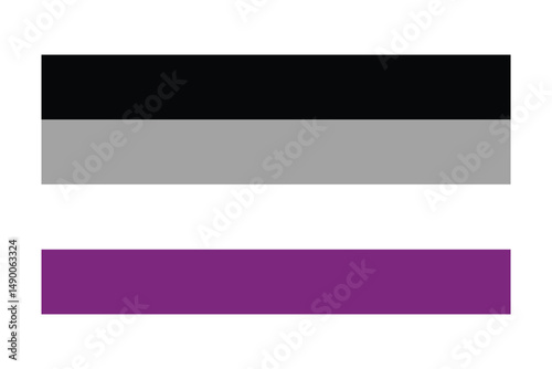 Asexual lgbtq pride flag isolated on white background.