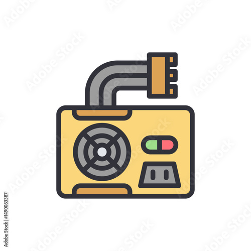 Illustrated Power Supply Unit Depicts Computer Hardware Component