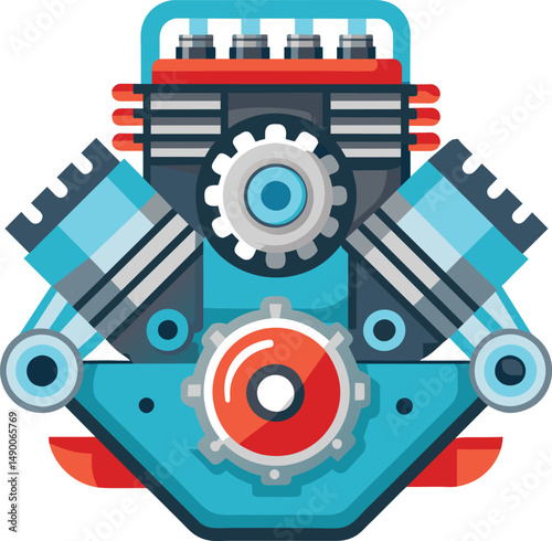 Colorful Engine Gears Mechanic Design