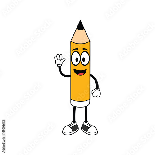 Cute Cartoon Pencil Vector Illustration, Illustrated Cute Cartoon Pencil Vector Image, Lovable Cute Cartoon Pencil Vector
