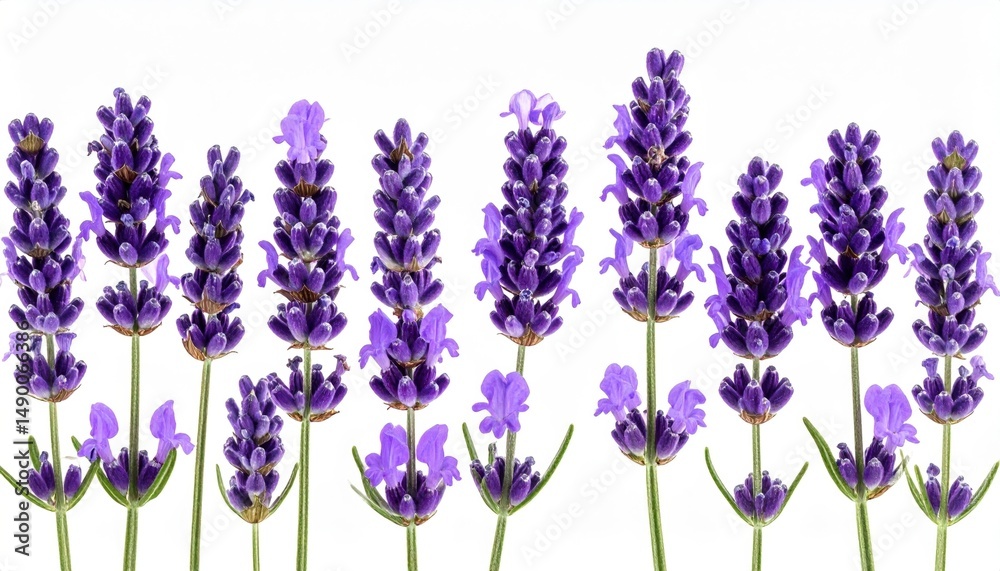 Naklejka premium Purple Lavender Flowers On White Background