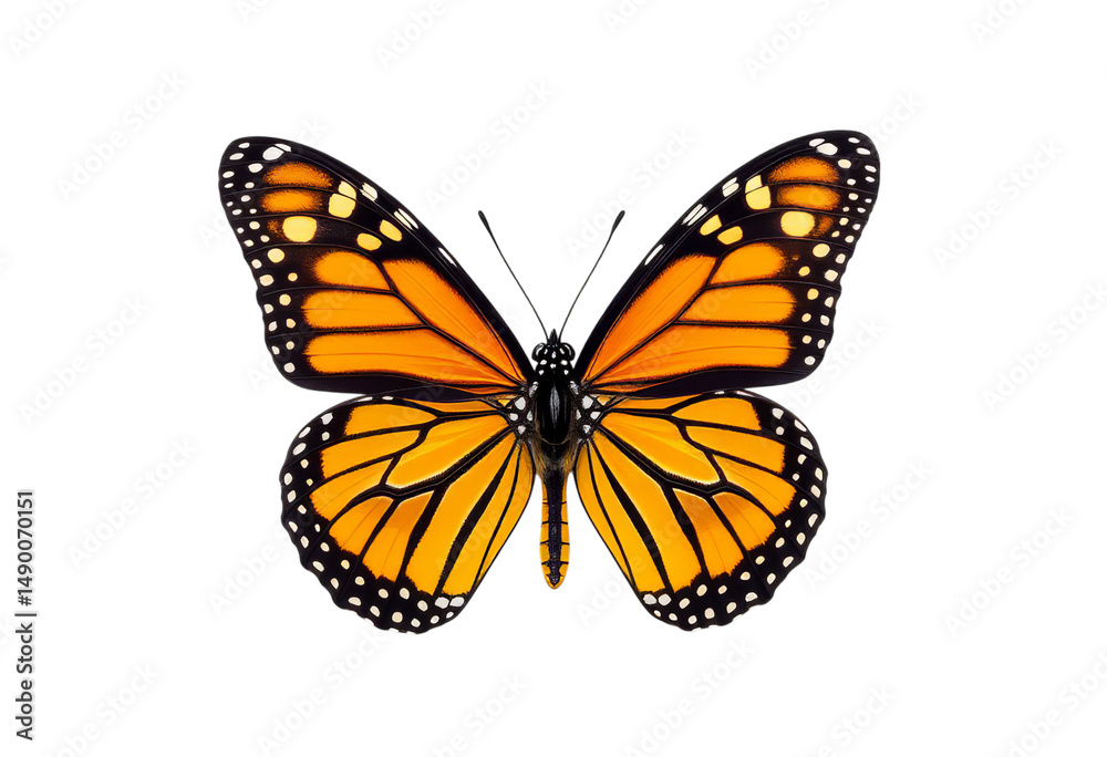 Obraz premium Orange Monarch Butterfly, Isolated Transparent Background, Graphic Element