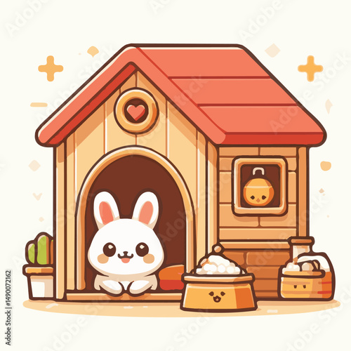 hutch, home, house, animal, wooden, pet, rabbit, background, bunny, wood, brown, farm, isolated, cage, cute, nature, fur, domestic, grass, furniture, livestock, white, illustration, small, vector, arc
