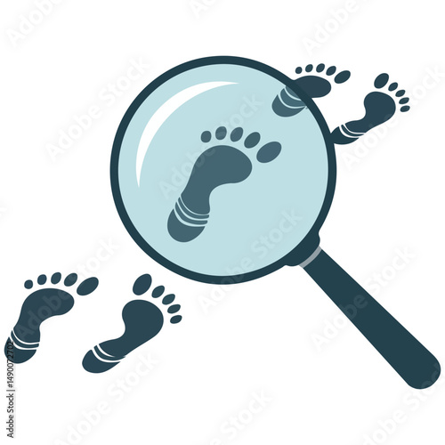 Detective tracking footsteps investigation isolated vector illustration on white background