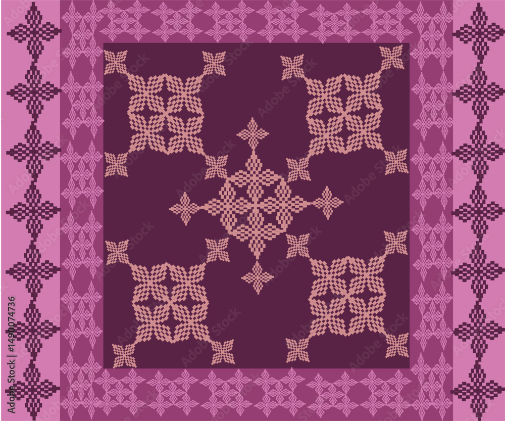 Obraz premium seamless pixel pattern with pink flowers 