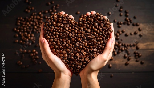 heart shape coffee beans