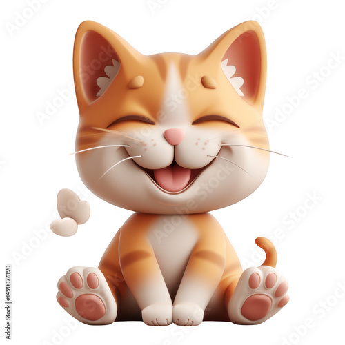 Cartoon cat smiling with butterfly friend
