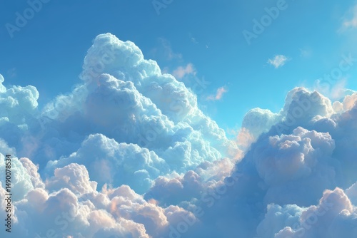 A soft-focus shot of white clouds in a bright blue sky, evoking a feeling of openness and peace