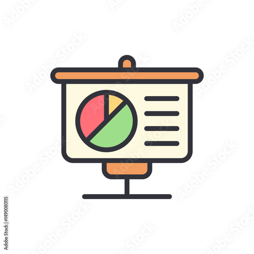 Colorful Pie Chart On Presentation Board For Financial Analysis