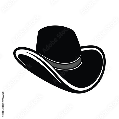 cowboy hat western classic silhouette black style fashion vector illustration isolated on white background