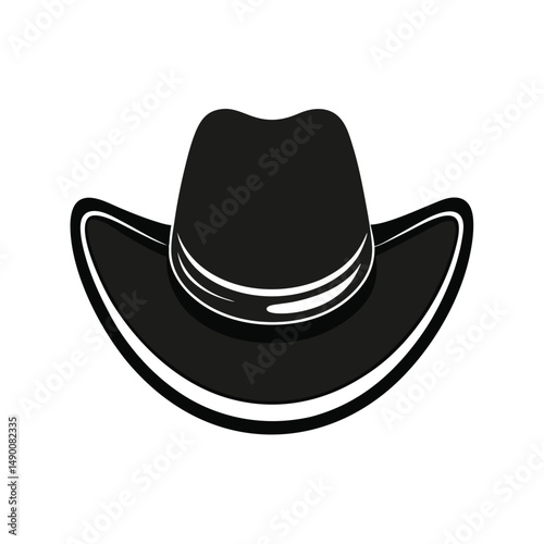 cowboy hat western classic silhouette black style fashion vector illustration isolated on white background