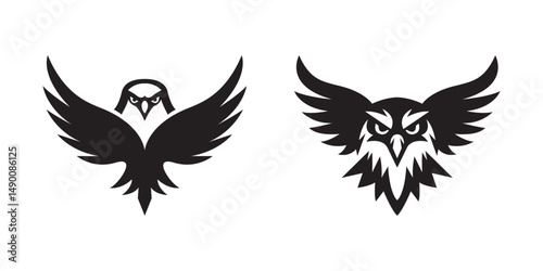 Flat vector design of flying bird silhouettes