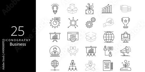Business Project Stroke icon collections. Containing Business, Project, Management, Growth, Planning, Productivity, Investment, and more icons. Editable Stroke icon collection Outline icon.