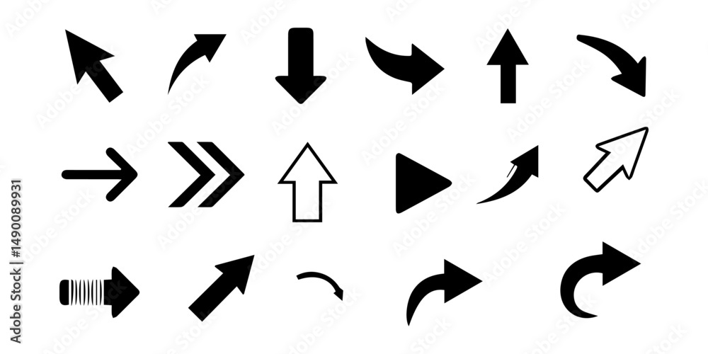 Black arrow vector icon pack – directional arrow collection Black arrow vector icon pack – directional arrow collection