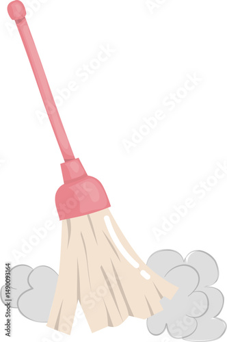 Broom stick with dust illustration