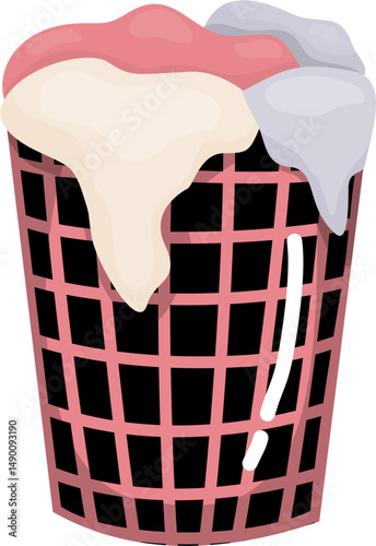 Laundry basket with clothes illustration