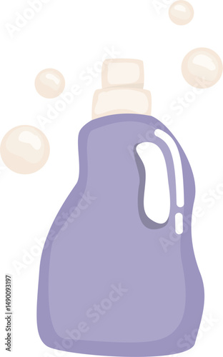 Laundry detergent bottle with bubbles illustration