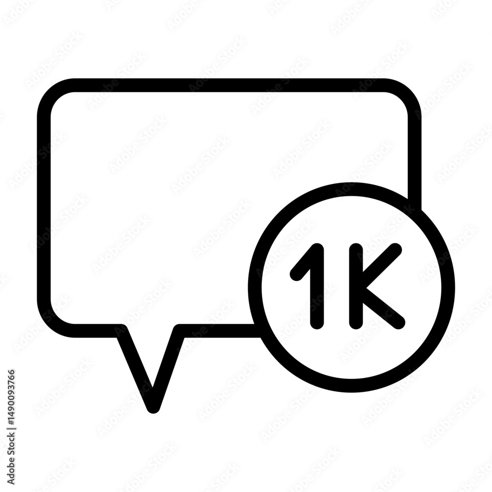 Fototapeta premium Comment Count Vector Line Icon Design