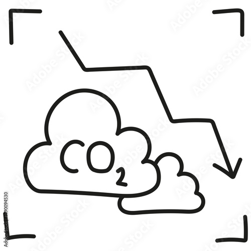 nature conservation concept. Carbon dioxide reduction concept with a downward trend graphic.hand drawn doodle line style