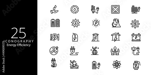 Energy Efficiency Line Editable Icons set. Vector illustration in modern thin line style of ecology related icons: energy saving light bulb, sustainability, electricity, and more.