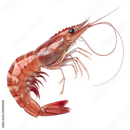 High-resolution shrimp PNG with shiny surface and lifelike detail, perfect for food design and digital menus.