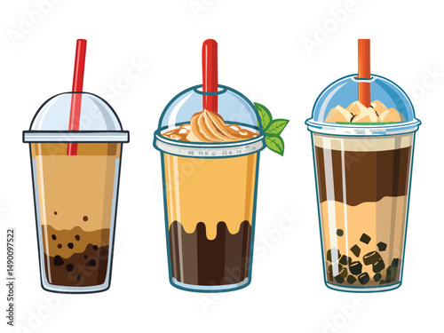 vector illustration of a vietnamese drink Cà Phê Sữa Đá (Vietnamese Iced Coffee with Condensed Milk)