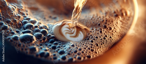 Latte art creation, close-up view photo