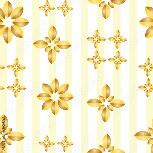 Summer striped Floral tile ornament seamless pattern vector cute traditional geometric print for wallpaper, textile design , repeat background .